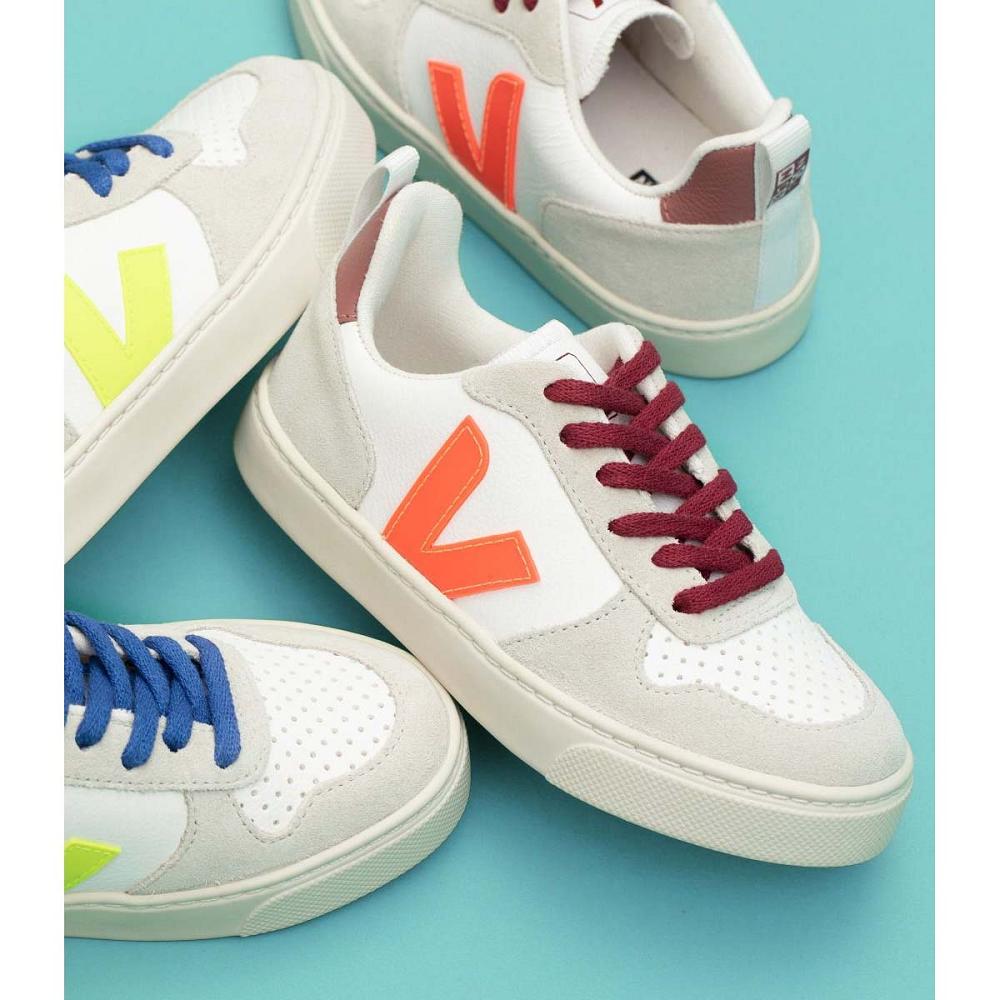 Kids' Veja V-10 BONTON Sneakers White/Orange | ZA 838UZG